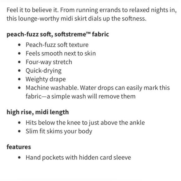 Lululemon sz 6 Softstreme High-Rise Midi Skirt
Black, new without tags - Picture 13 of 13